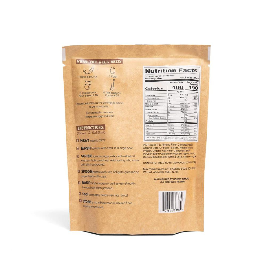 Gluten Free Banana Muffin Baking Mix | Pack of 2 | 11 oz | High Protein | Gluten Free | Honest Almond
