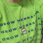 Nebraska State Charm Necklace With Meadowlark Bird Design | Multiple Colors | Silver Chain | 24" Chain and 1" Charm | Create