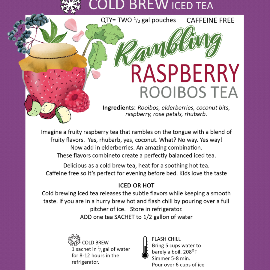 Rambling Raspberry Decaffeinated Tea | 2 Half Gallon Bags | Tea n More