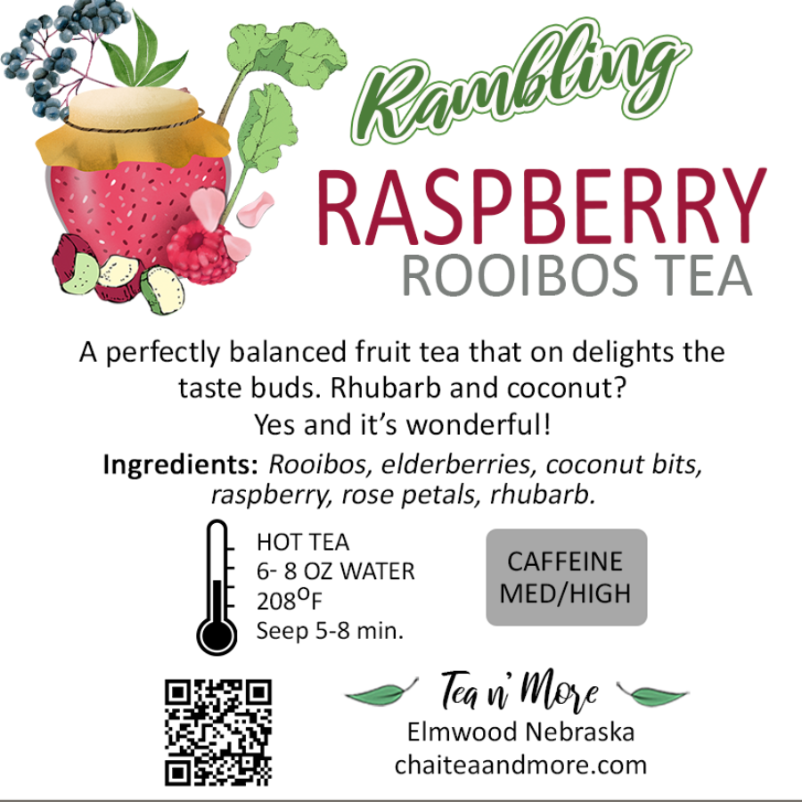 Rambling Raspberry Decaffeinated Tea | 2 Half Gallon Bags | Tea n More