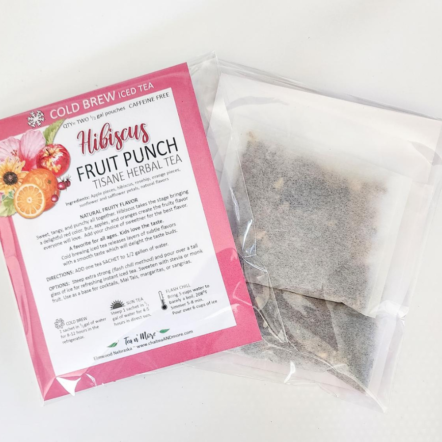 Hibiscus Fruit Punch Cold Brew Decaffeinated Herbal Tea | 2 Half Gallon Bags | Tea n More