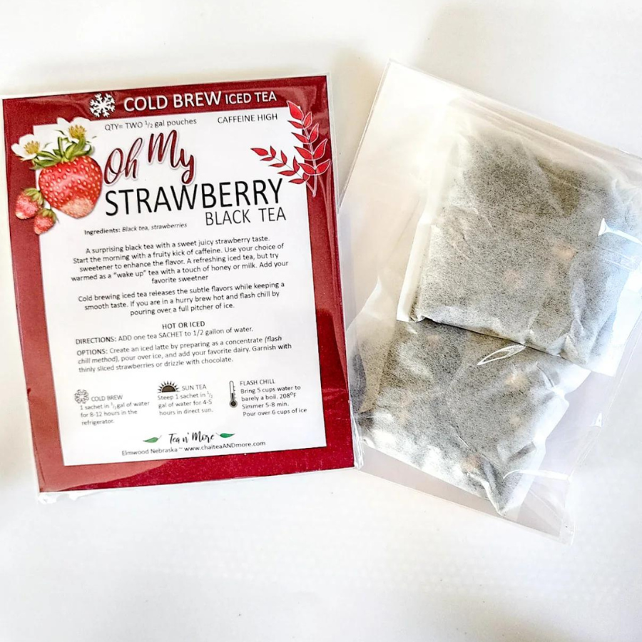 Strawberry Tea | Cold Brew Black Tea | Pack of 2 | Caffeinated | Tea n More