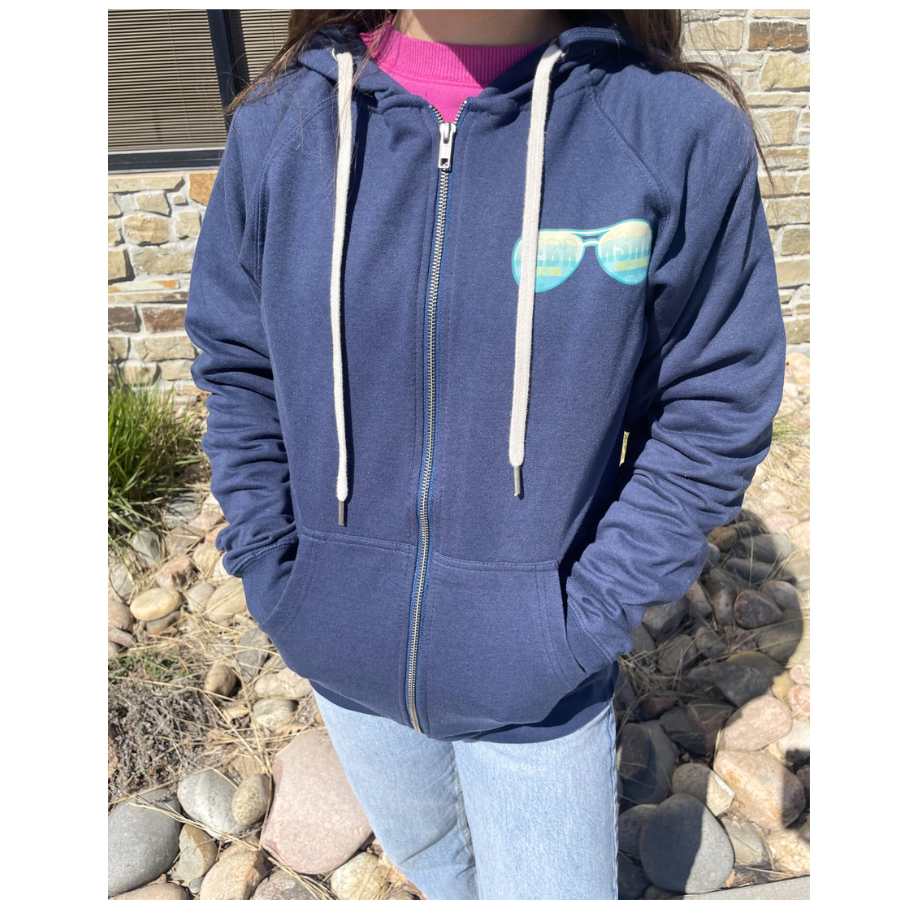 SALE | Nebraska Reflection Collection Zip Up Hoodie | Indigo | Multiple Sizes | Screen Machine