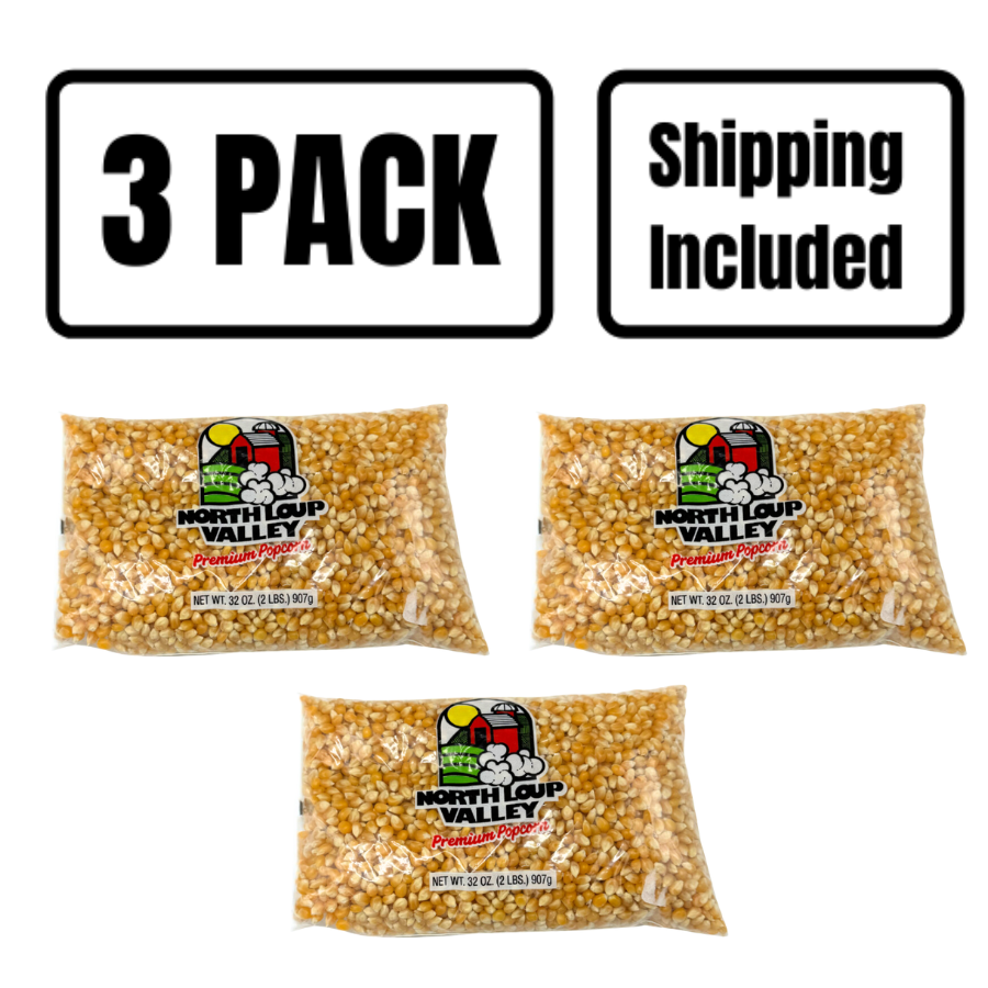 Yellow Un-Popped Popcorn Kernels | Pack of 3 | 2 lb | Non-GMO | Shipping Included | Popcorn County USA | North Loup Valley