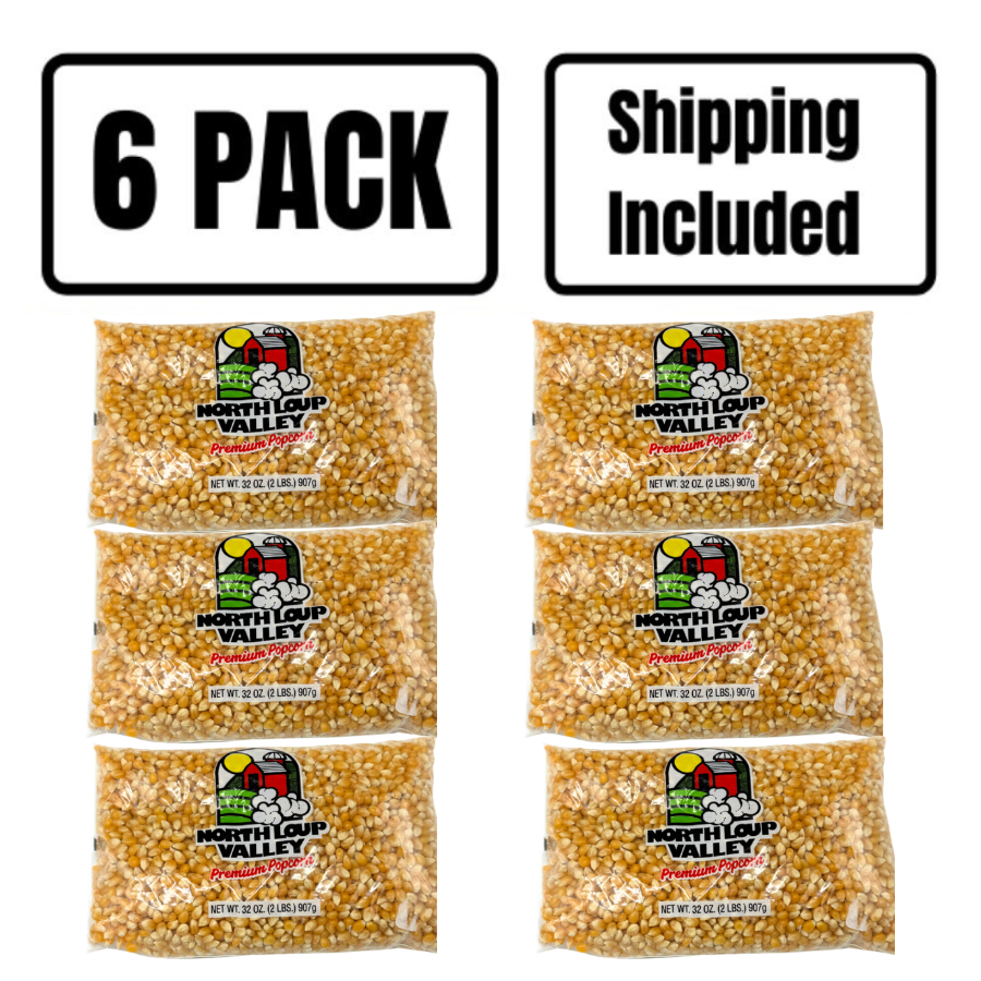 Yellow Un-Popped Popcorn Kernels | Pack of 6 | 2 lb | Non-GMO | Shipping Included | Popcorn County USA | North Loup Valley