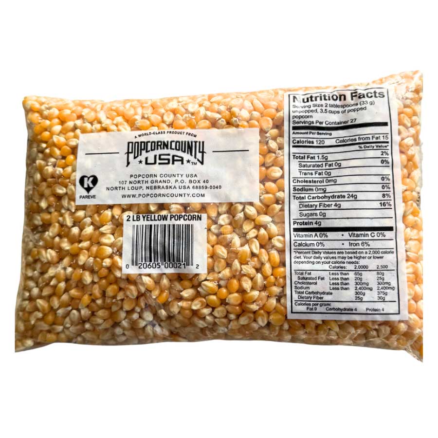 Yellow Un-Popped Popcorn Kernels | 2 lb | Non-GMO | Popcorn County USA | North Loup Valley