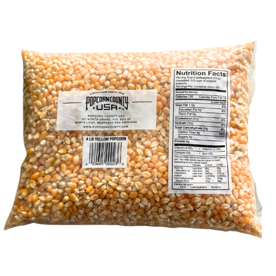 Yellow Un-Popped Popcorn Kernels | 4 lb | Non-GMO | Popcorn County USA | North Loup Valley