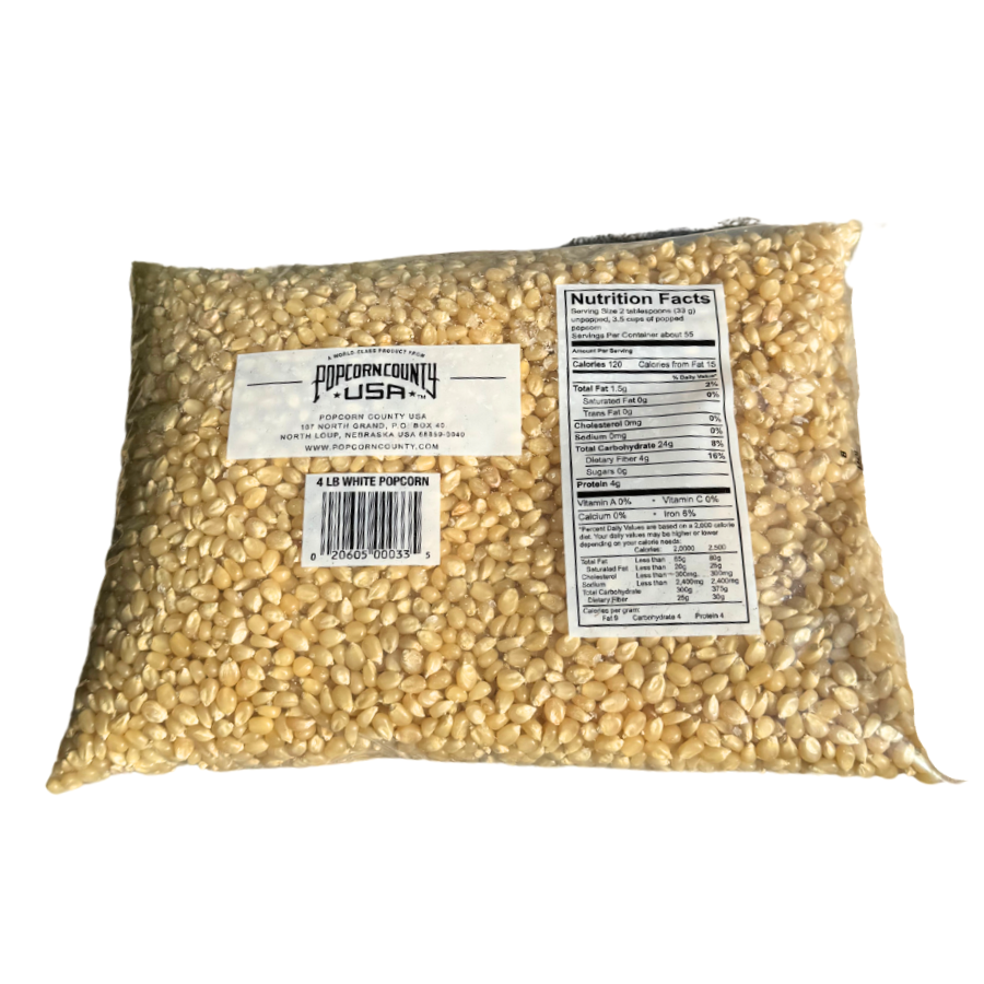 White Un-Popped Popcorn Kernels | 4 lb | Pack of 3 | Non-GMO | Popcorn County USA | North Loup Valley