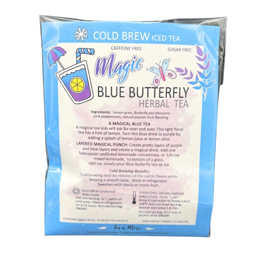 Magic Blue Butterfly Decaffeinated Cold Brew Herbal Tea | Pack of 2 | Tea n More
