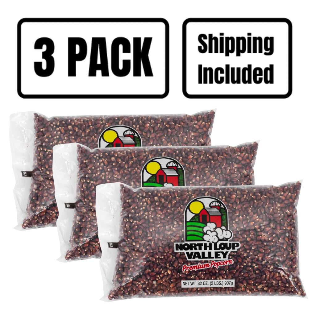 Red Un-Popped Popcorn Kernels | 2 lb | Pack of 3 | Non-GMO | Shipping Included | Popcorn County USA | North Loup Valley