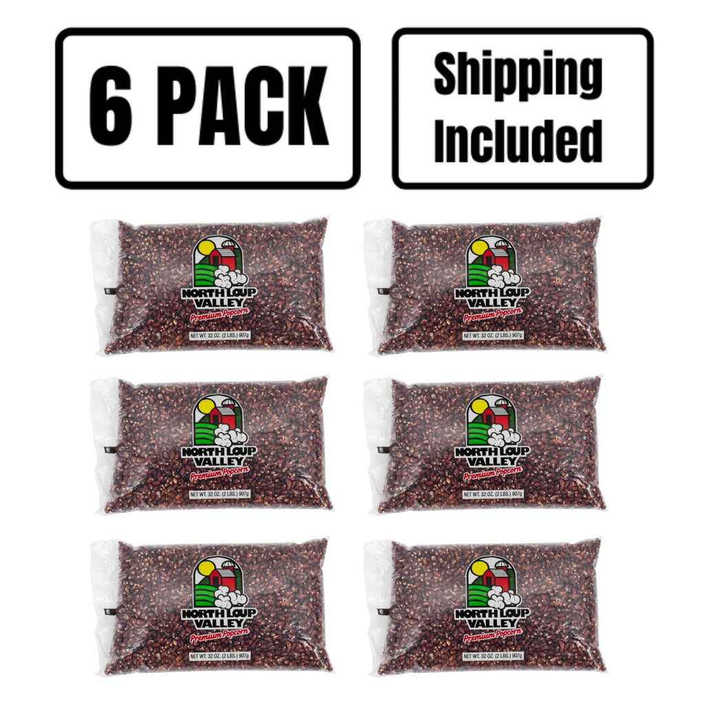 Red Un-Popped Popcorn Kernels | 2 lb | Pack of 6 | Non-GMO | Shipping Included | Popcorn County USA | North Loup Valley