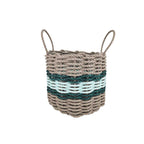 Tan, Seafoam & Hunter Green Accent Rope Basket