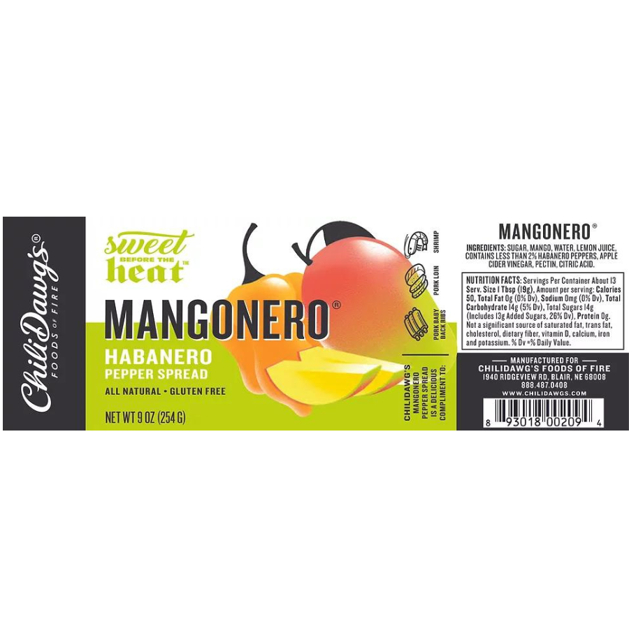 Mangonero Pepper Spread | Pack of 3 | 9 oz | Gluten Free | Chili Dawg's Foods of Fire