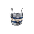 Light Gray, Light Tan & Navy Accent Rope Basket