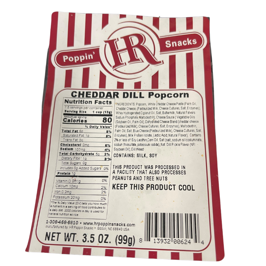 Cheddar Dill Popcorn | Pack of 3 | 3 oz | HR Poppin' Snacks