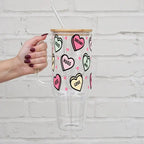 Valentines Day Candy Hearts Glass Cups