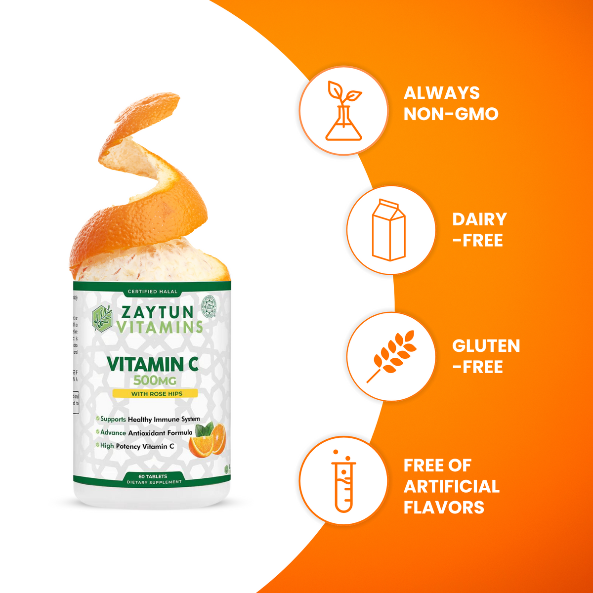 Halal Vitamin C 500mg Tablets (3-Pack)