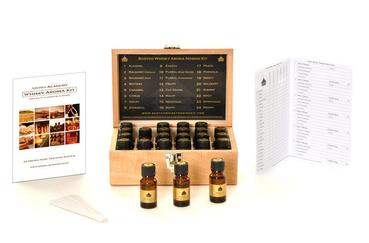 Whisk(e)y Aroma Masterclass Kit in a Wooden Box - 24 Signature Aromas + Training Guide