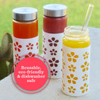 Flower Petals Silicone Protective Bottle Sleeves Set, for 16oz Bottles (White)