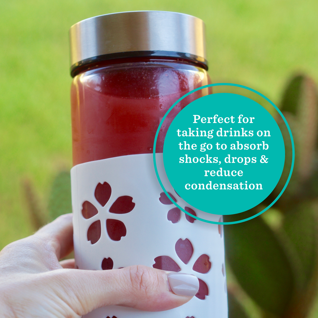 Flower Petals Silicone Protective Bottle Sleeves Set, for 16oz Bottles (White)