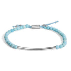 Sterling Silver Turquoise Beads Station Bracelet with Bolo Clasp