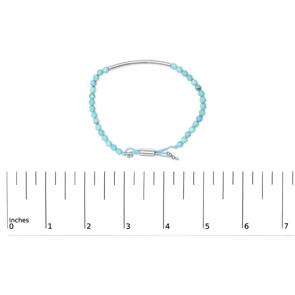 Sterling Silver Turquoise Beads Station Bracelet with Bolo Clasp