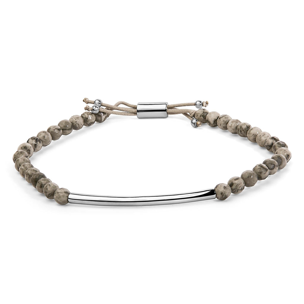 Sterling Silver Jasper Bead Station Bracelet Bolo Clasp