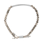 Sterling Silver Jasper Bead Station Bracelet Bolo Clasp