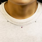14K White Gold 1/5 Cttw Diamond and Ruby Tri Station Necklace