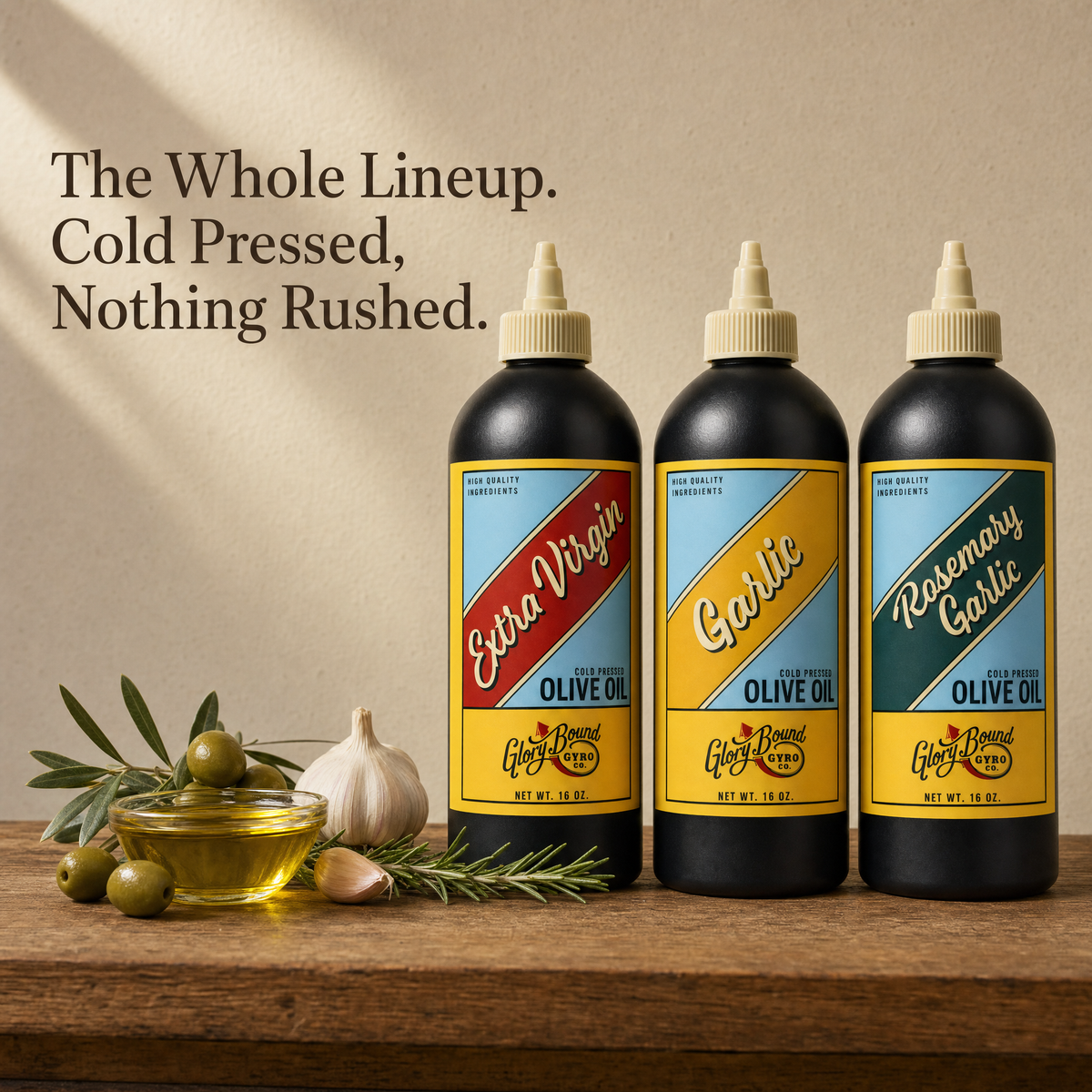 Glory Bound Complete Trio — All 3 Olive Oils, 16 oz each