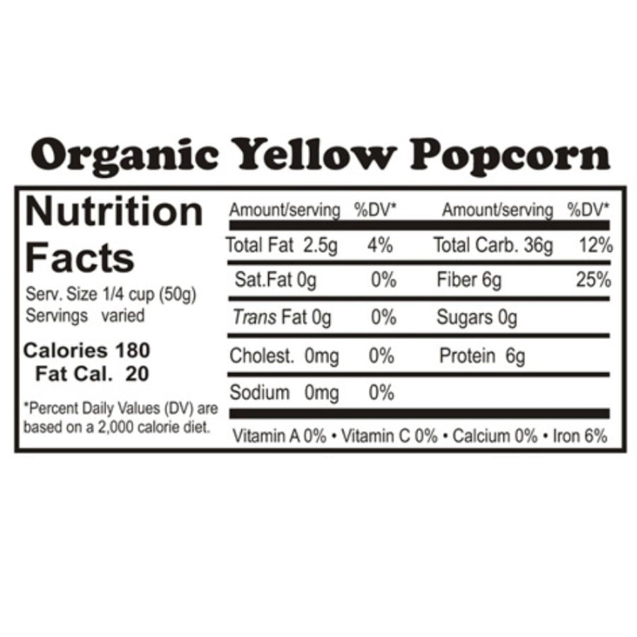 Organic Yellow Popcorn | Pack of 6 | 2 lb | Non-GMO | Shipping Included | Grain Place Foods