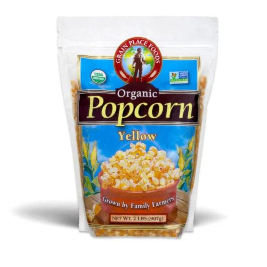 Organic Yellow Popcorn Kernals | Pack of 2 | 2 lb | Non-GMO | Shipping Included | Grain Place Foods