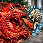 Dragon and Wolf Wall Art V