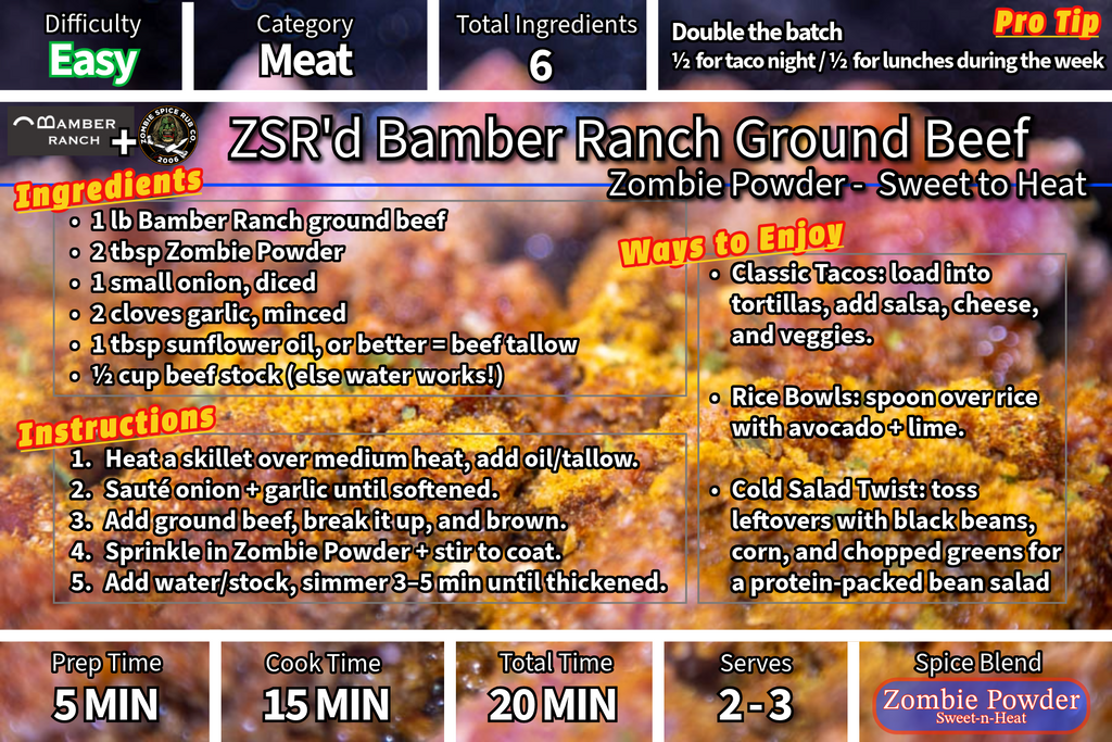 Zombie Spice Rub Co. | Zombie Powder | Go Spice Pouch to Get Hooked | Sweet-to-Heat Flavor That Expands What You Season