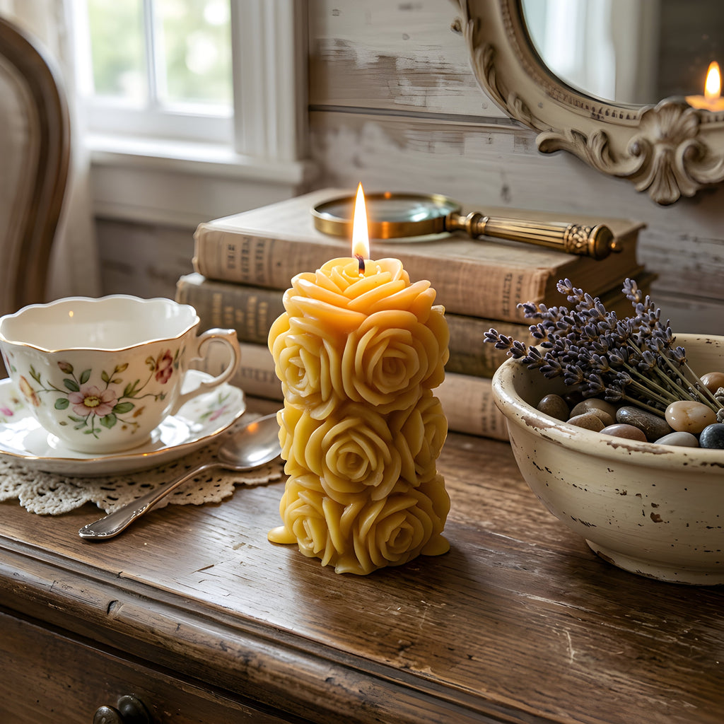 Withered Rose Beeswax Candle