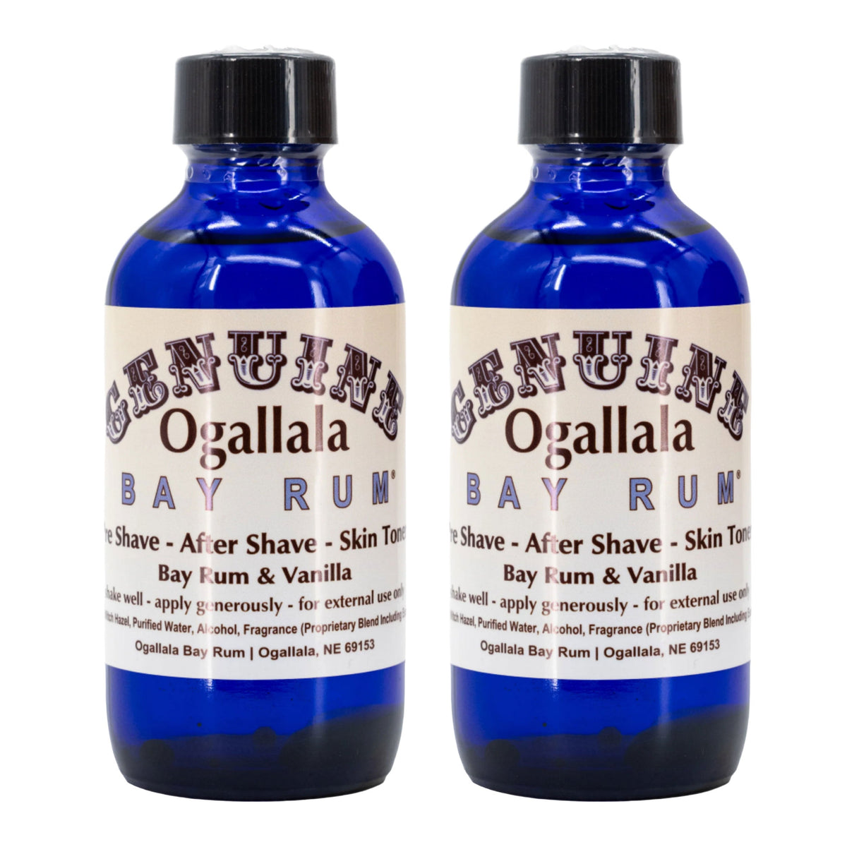 Bay Rum with Vanilla Scented Aftershave | Pack of 2 | Multiple Sizes | Ogallala Bay Rum