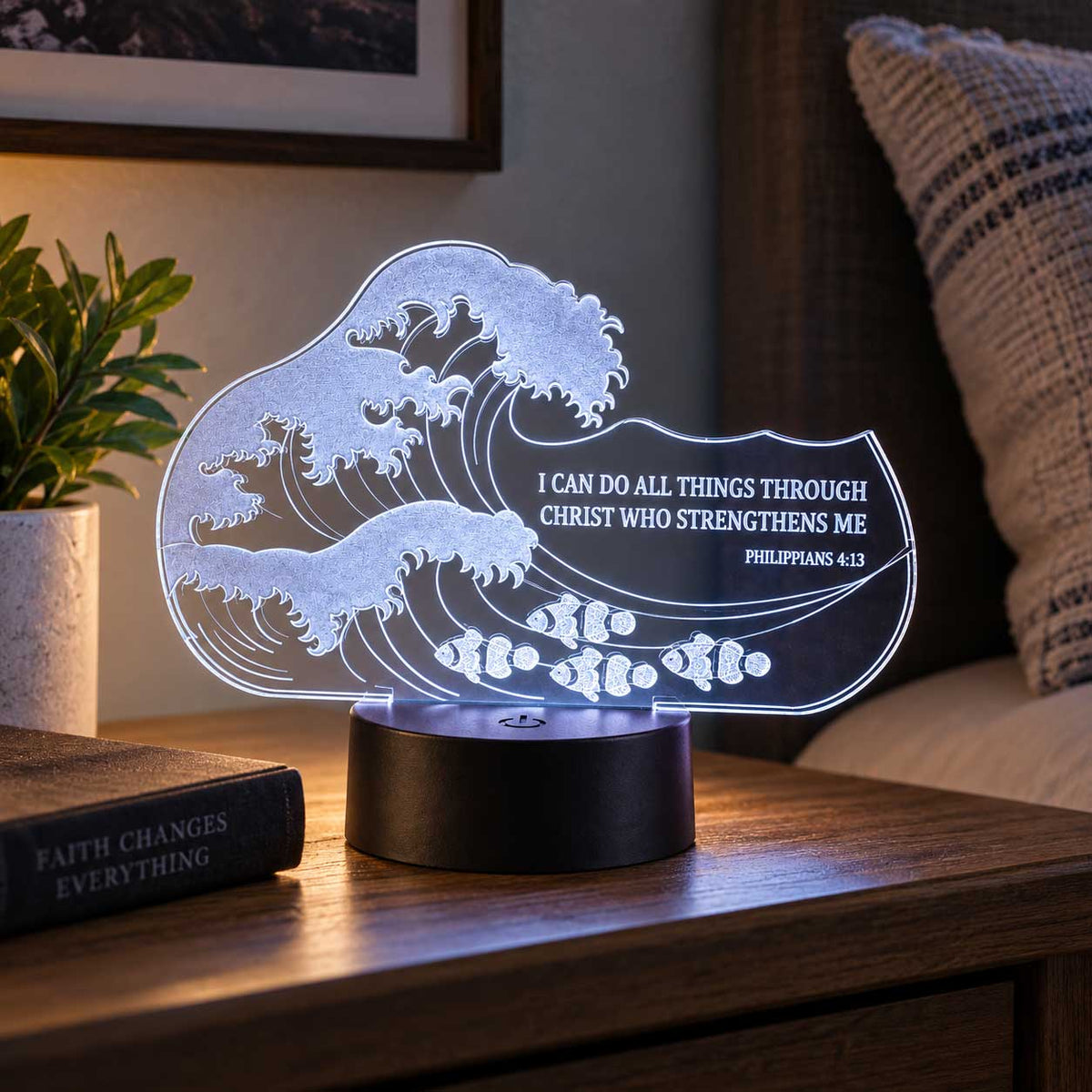 Inspirational LED Lighted Plaque | I Can Do All Things Through Christ Who Strengthens Me | Glowing Creation