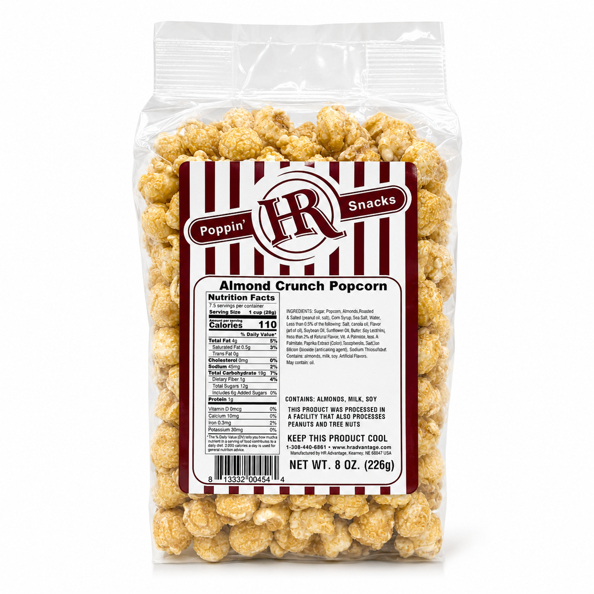 Almond Crunch Popcorn | Pack of 2 | 6.3 oz | HR Poppin' Snacks