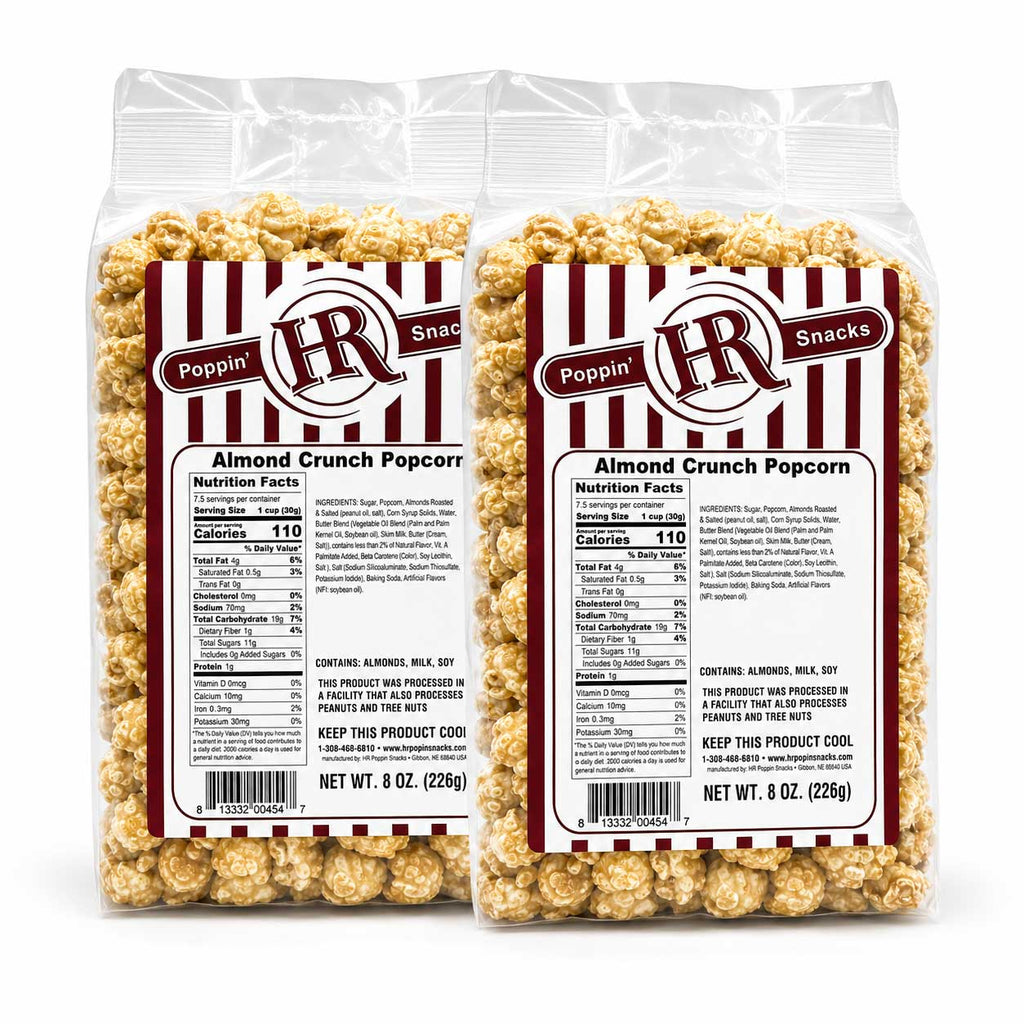 Almond Crunch Popcorn | Pack of 2 | 6.3 oz | HR Poppin' Snacks