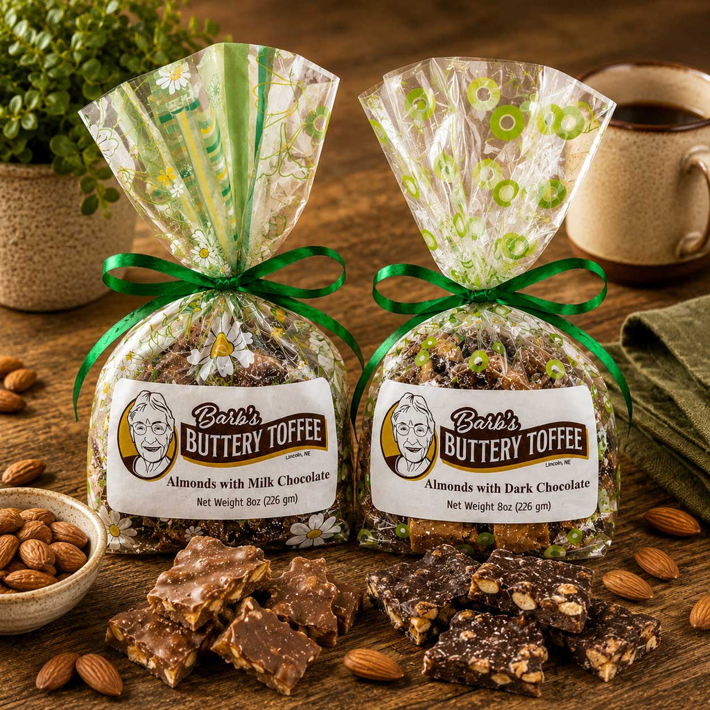 Homemade Almond Toffee Bundle | 8 oz | Milk and Dark Chocolate | Barb's Buttery Toffee