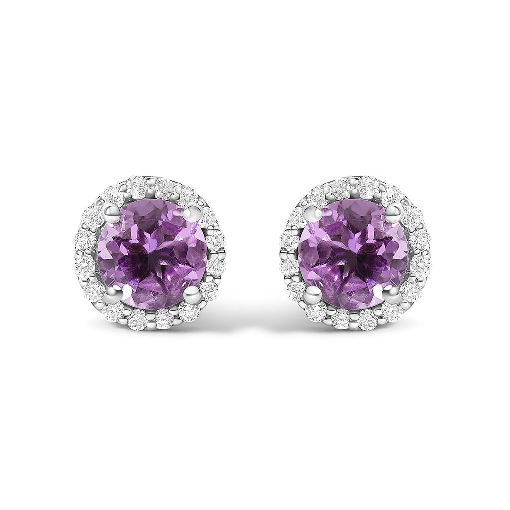 10K Gold Gemstone and 3/8 Cttw Diamond Halo Jewelry Set (Earrings, Pendant & Ring)