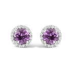 10K Gold Gemstone and 3/8 Cttw Diamond Halo Jewelry Set (Earrings, Pendant & Ring)