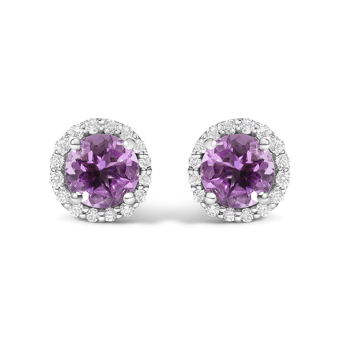10K Gold Gemstone and 3/8 Cttw Diamond Halo Jewelry Set (Earrings, Pendant & Ring)