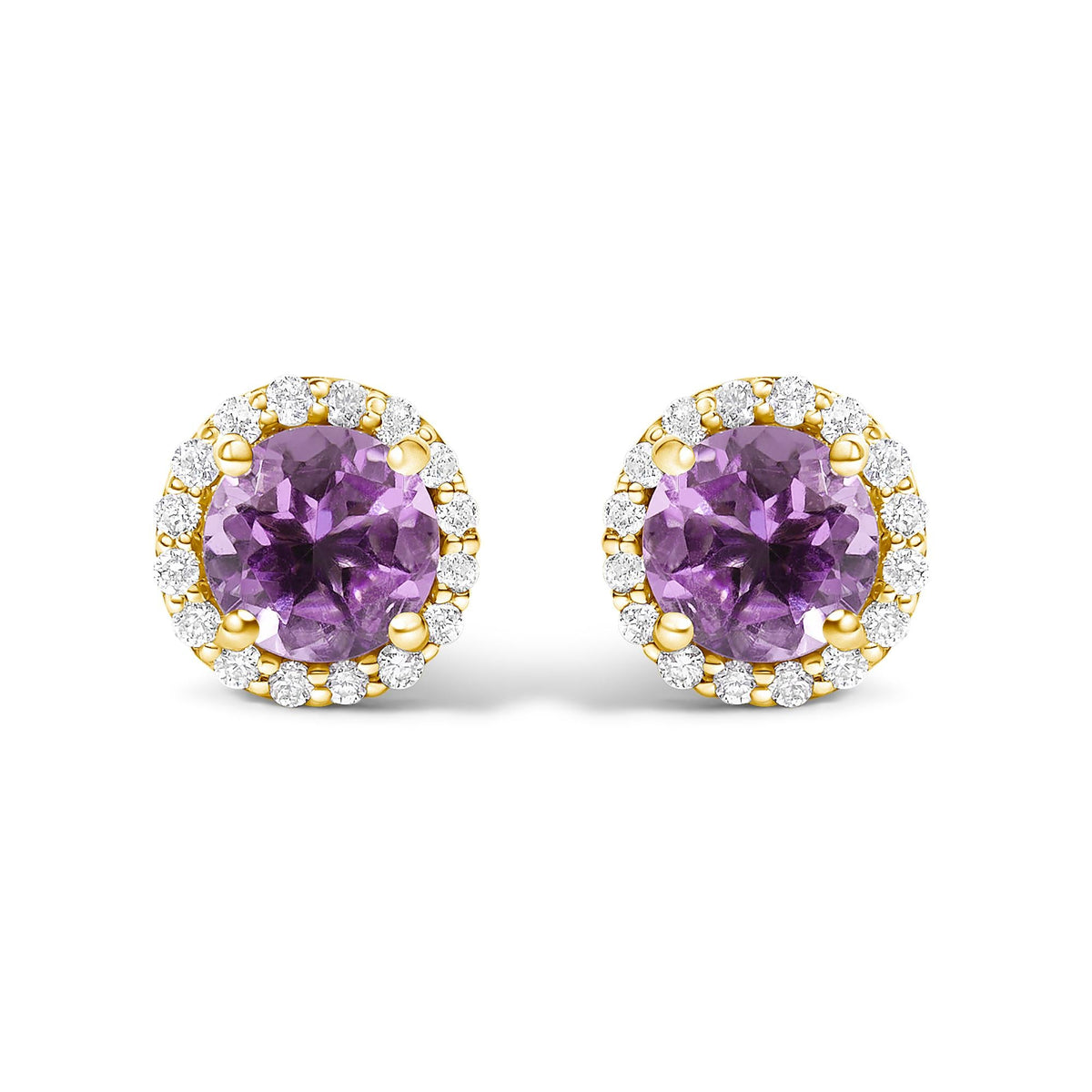 10K Gold Gemstone and 3/8 Cttw Diamond Halo Jewelry Set (Earrings, Pendant & Ring)