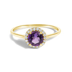 10K Gold Gemstone and 3/8 Cttw Diamond Halo Jewelry Set (Earrings, Pendant & Ring)