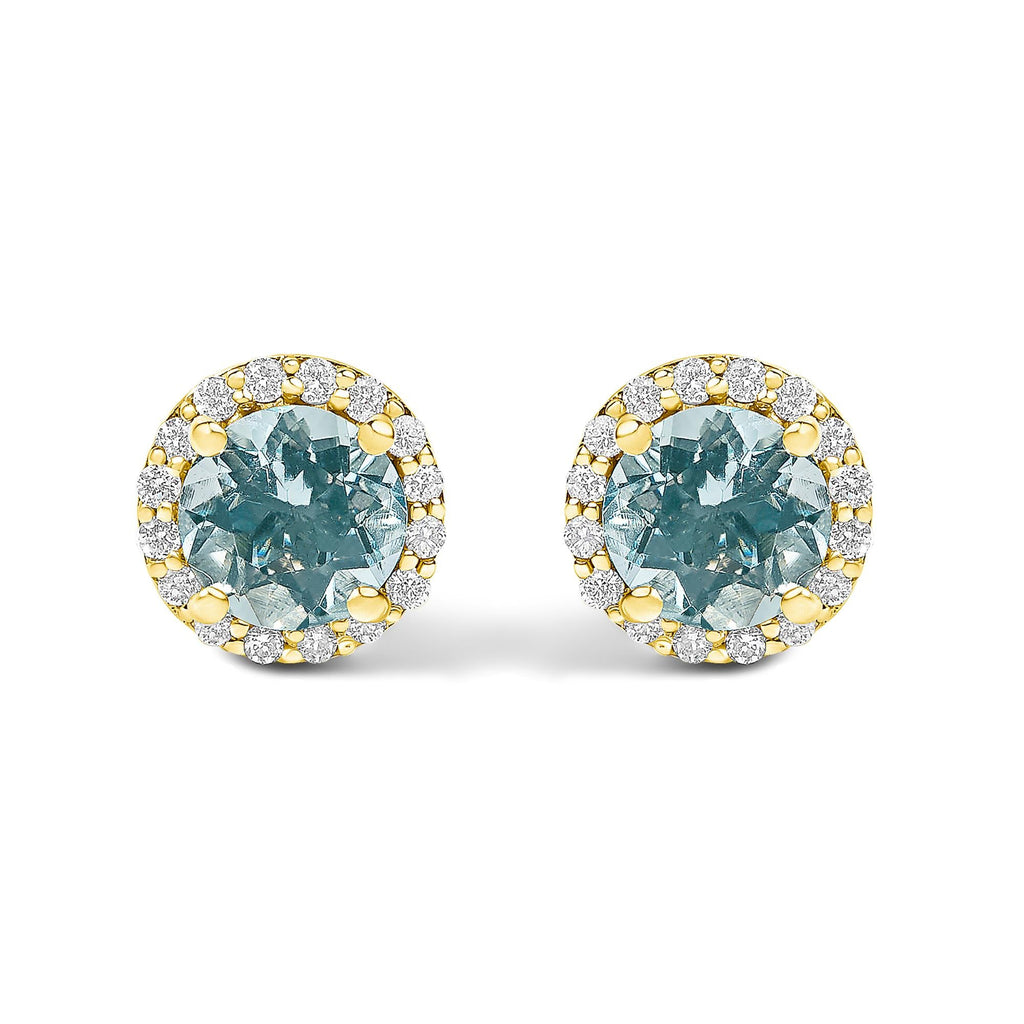 10K Gold Gemstone and 3/8 Cttw Diamond Halo Jewelry Set (Earrings, Pendant & Ring)