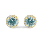 10K Gold Gemstone and 3/8 Cttw Diamond Halo Jewelry Set (Earrings, Pendant & Ring)