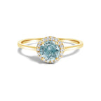 10K Gold Gemstone and 3/8 Cttw Diamond Halo Jewelry Set (Earrings, Pendant & Ring)