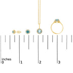 10K Gold Gemstone and 3/8 Cttw Diamond Halo Jewelry Set (Earrings, Pendant & Ring)