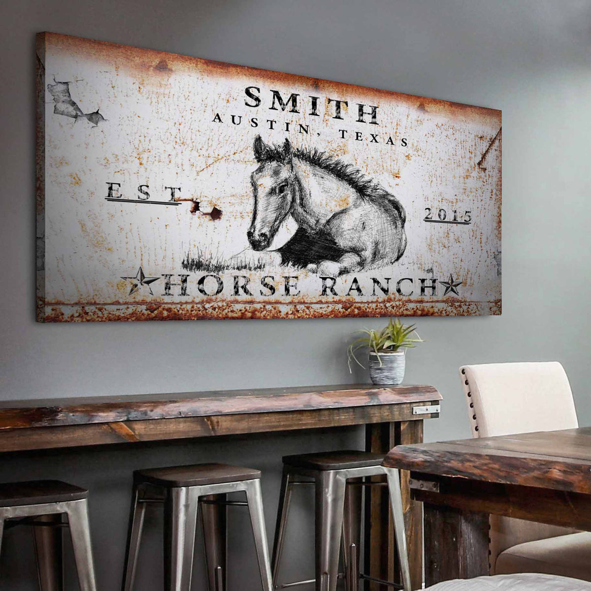 Rustic Horse Ranch Sign